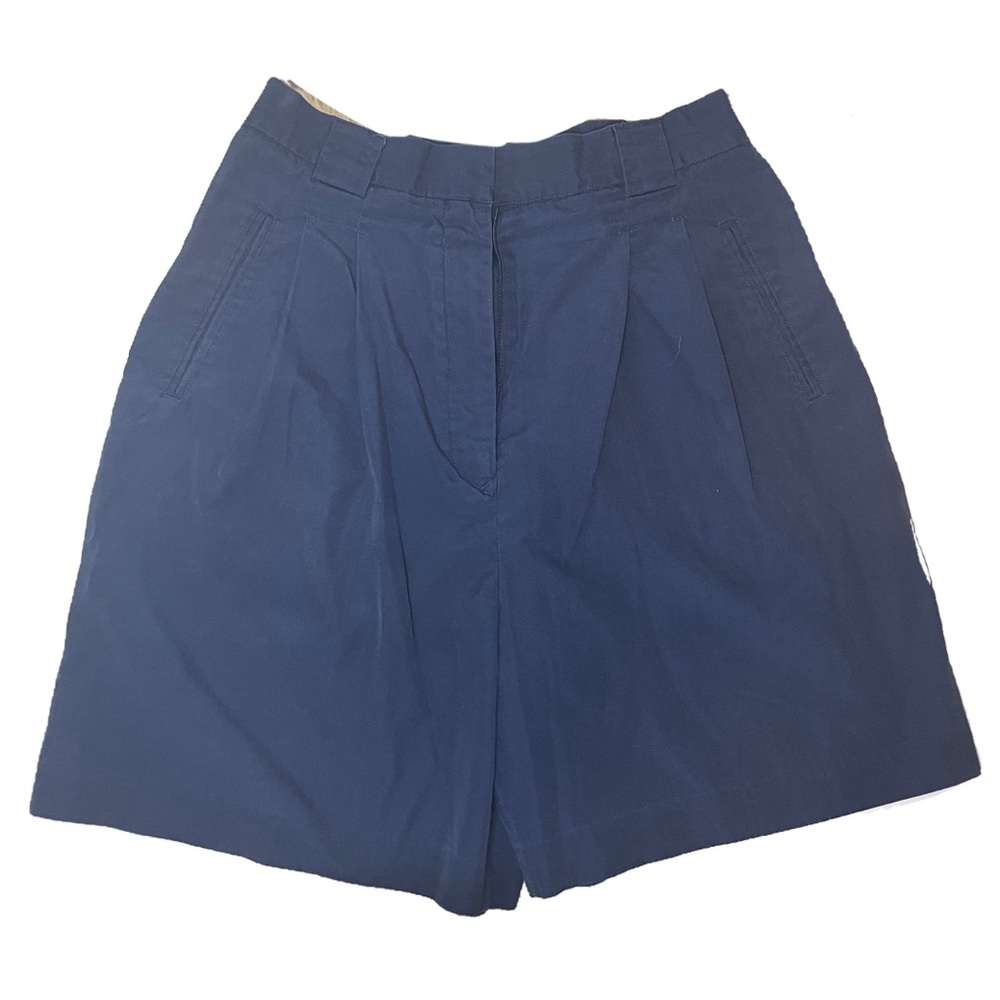 ☀️Vintage LA MODE Navy Pleated High-waisted Shorts - Made in the USA - Size 14.